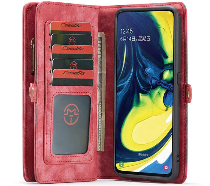 CaseMe Samsung Galaxy A80 Zipper Wallet Magnetic Detachable 2 in 1 Folio Case