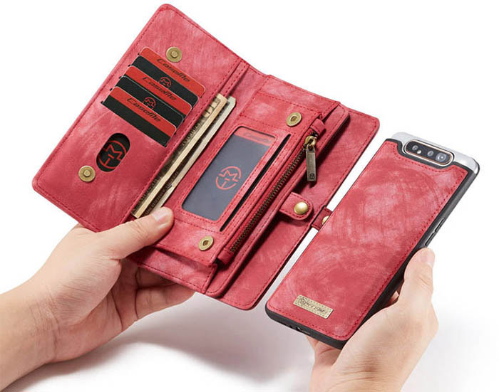 CaseMe Samsung Galaxy A80 Zipper Wallet Magnetic Detachable 2 in 1 Folio Case