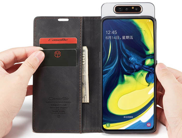 CaseMe Samsung Galaxy A80 Wallet Kickstand Magnetic Flip Leather Case