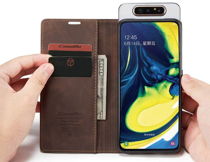 CaseMe Samsung Galaxy A80 Wallet Kickstand Magnetic Flip Leather Case