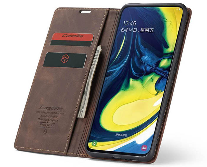 CaseMe Samsung Galaxy A80 Wallet Kickstand Magnetic Flip Leather Case