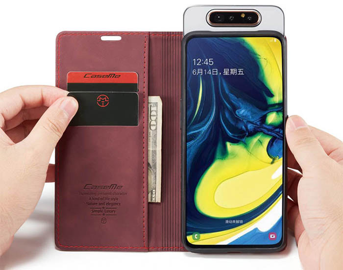 CaseMe Samsung Galaxy A80 Wallet Kickstand Magnetic Flip Leather Case