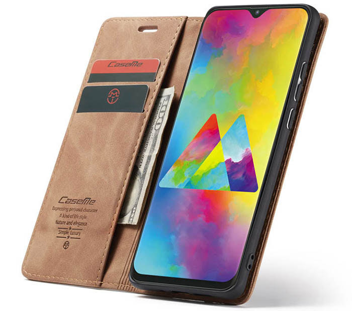 CaseMe Samsung Galaxy M20 Wallet Kickstand Magnetic Flip Leather Case