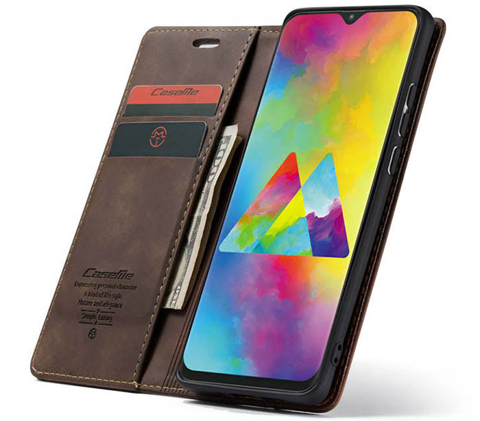 CaseMe Samsung Galaxy M20 Wallet Kickstand Magnetic Flip Leather Case