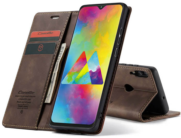 CaseMe Samsung Galaxy M20 Wallet Kickstand Magnetic Flip Leather Case