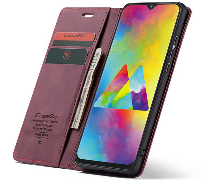 CaseMe Samsung Galaxy M20 Wallet Kickstand Magnetic Flip Leather Case