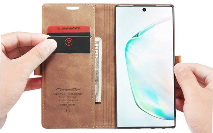 CaseMe Samsung Galaxy Note 10 Wallet Kickstand Magnetic Flip Leather Case