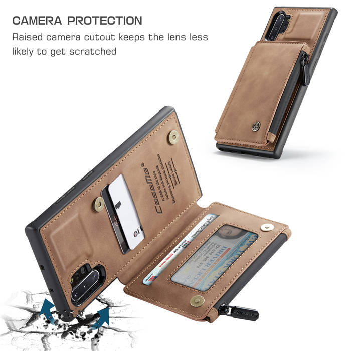 CaseMe Samsung Galaxy Note 10 Plus Zipper Pocket Card Slots Case Brown