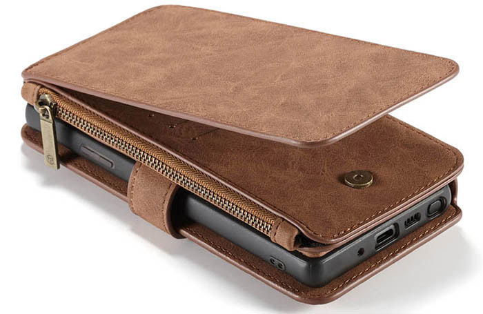 CaseMe Samsung Galaxy Note 20 Ultra Zipper Wallet Magnetic Case Brown