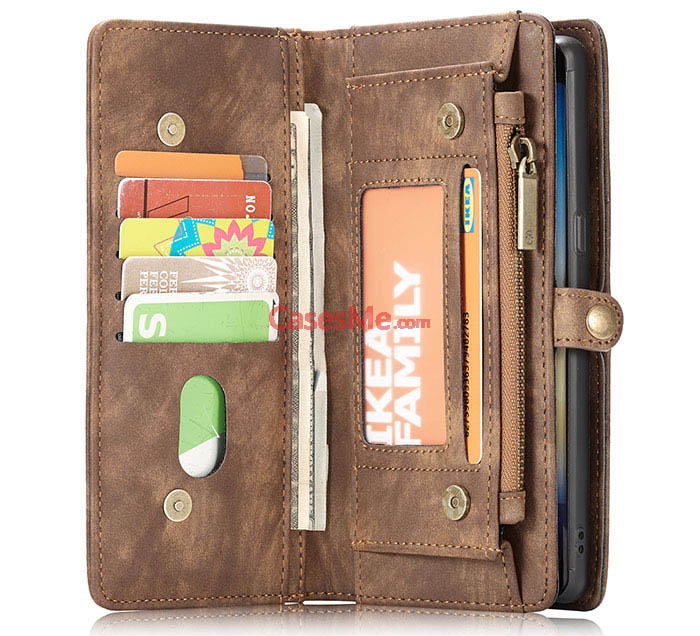 CaseMe Samsung Galaxy Note 8 Detachable Zipper Wallet Folio Case Brown