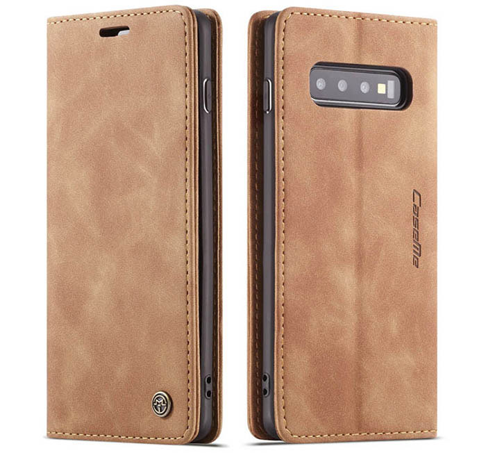 CaseMe Samsung Galaxy S10 Plus Retro Wallet Kickstand Magnetic Flip Leather Case