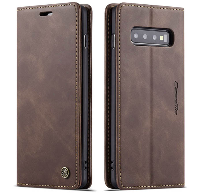 CaseMe Samsung Galaxy S10 Plus Retro Wallet Kickstand Magnetic Flip Leather Case