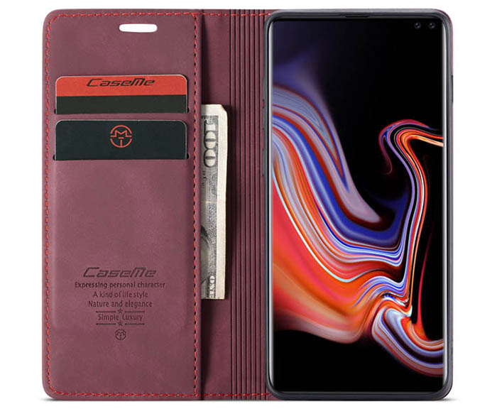 CaseMe Samsung Galaxy S10 Plus Retro Wallet Kickstand Magnetic Flip Leather Case