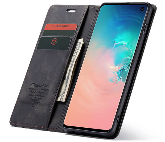 CaseMe Samsung Galaxy S10 Retro Wallet Kickstand Magnetic Flip Leather Case