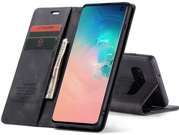 CaseMe Samsung Galaxy S10 Retro Wallet Kickstand Magnetic Flip Leather Case