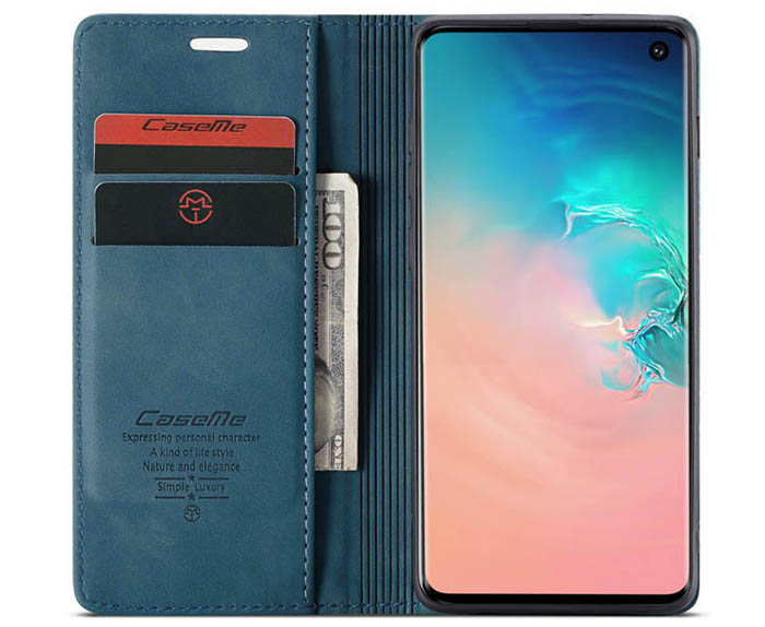 CaseMe Samsung Galaxy S10 5G Retro Wallet Kickstand Magnetic Flip Leather Case