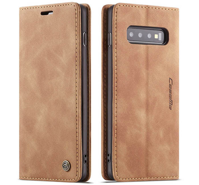 CaseMe Samsung Galaxy S10 Retro Wallet Kickstand Magnetic Flip Leather Case