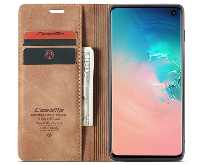 CaseMe Samsung Galaxy S10 5G Retro Wallet Kickstand Magnetic Flip Leather Case