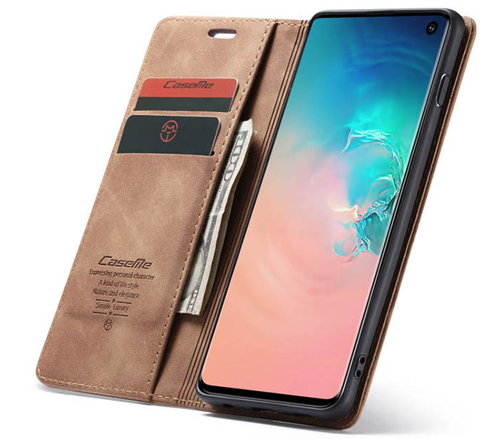 CaseMe Samsung Galaxy S10 5G Retro Wallet Kickstand Magnetic Flip Leather Case