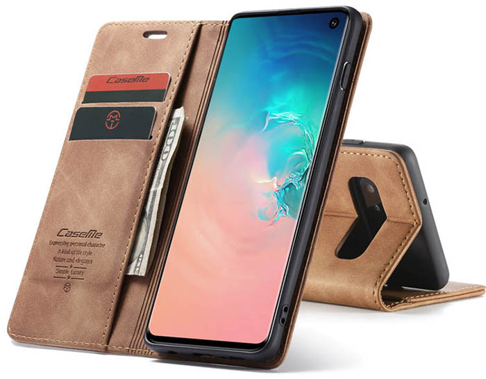 CaseMe Samsung Galaxy S10 5G Retro Wallet Kickstand Magnetic Flip Leather Case