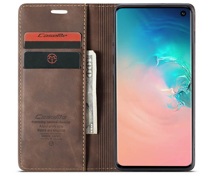 CaseMe Samsung Galaxy S10 5G Retro Wallet Kickstand Magnetic Flip Leather Case