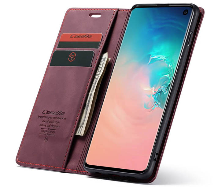 CaseMe Samsung Galaxy S10 5G Retro Wallet Kickstand Magnetic Flip Leather Case