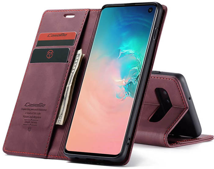 CaseMe Samsung Galaxy S10 5G Retro Wallet Kickstand Magnetic Flip Leather Case