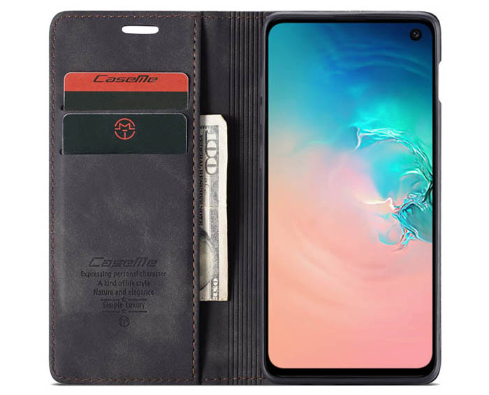 CaseMe Samsung Galaxy S10e Retro Wallet Kickstand Magnetic Flip Leather Case