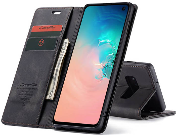 CaseMe Samsung Galaxy S10e Retro Wallet Kickstand Magnetic Flip Leather Case