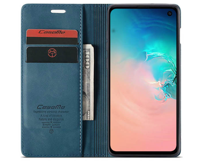 CaseMe Samsung Galaxy S10e Retro Wallet Kickstand Magnetic Flip Leather Case