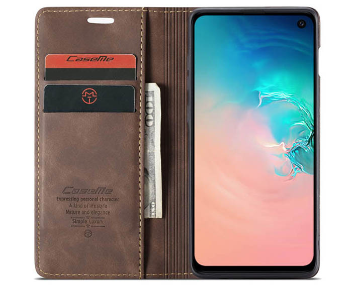 CaseMe Samsung Galaxy S10e Retro Wallet Kickstand Magnetic Flip Leather Case