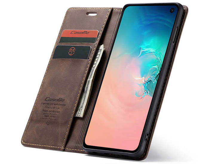 CaseMe Samsung Galaxy S10e Retro Wallet Kickstand Magnetic Flip Leather Case