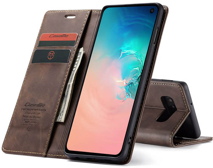 CaseMe Samsung Galaxy S10e Retro Wallet Kickstand Magnetic Flip Leather Case