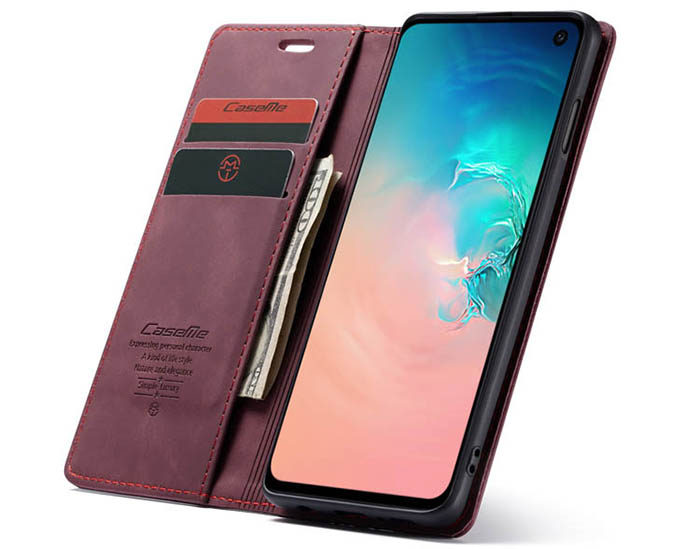 CaseMe Samsung Galaxy S10e Retro Wallet Kickstand Magnetic Flip Leather Case