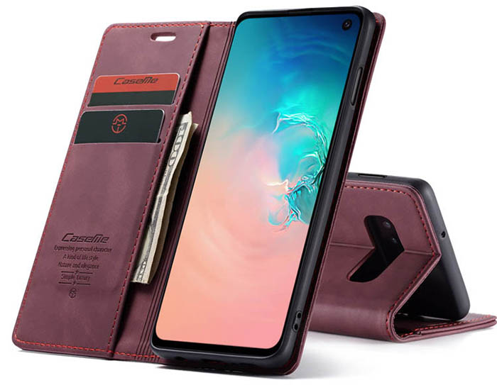 CaseMe Samsung Galaxy S10e Retro Wallet Kickstand Magnetic Flip Leather Case