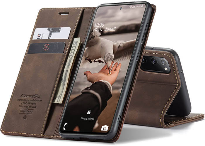 CaseMe Samsung Galaxy S20 FE Wallet Kickstand Magnetic Flip Leather Case