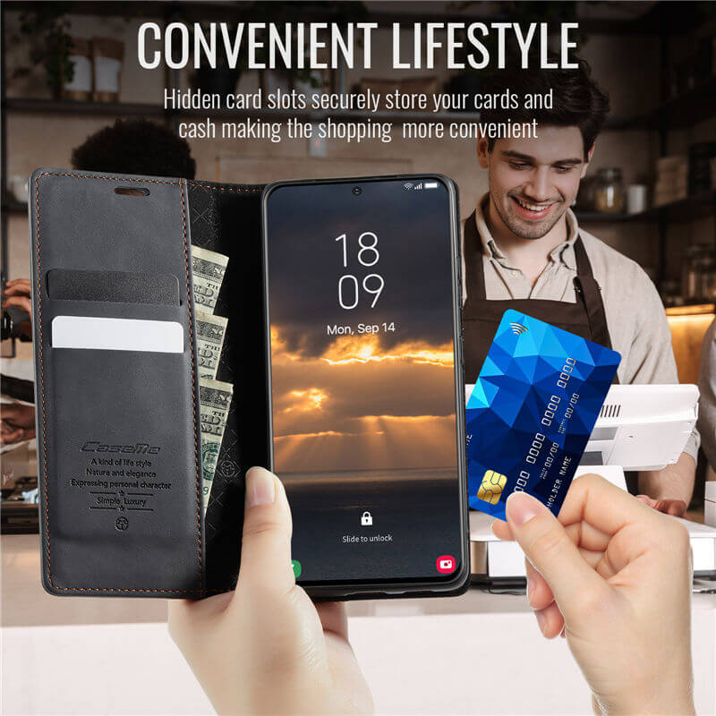 CaseMe Samsung Galaxy S20 FE Magnetic Wallet Case with RFID Blocking