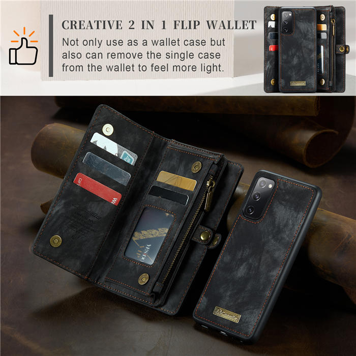 CaseMe Samsung Galaxy S20 FE Zipper Wallet Magnetic Detachable 2 in 1 Case
