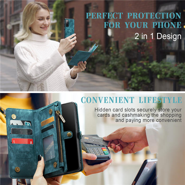 CaseMe Samsung Galaxy S20 Zipper Wallet Magnetic Detachable 2 in 1 Case
