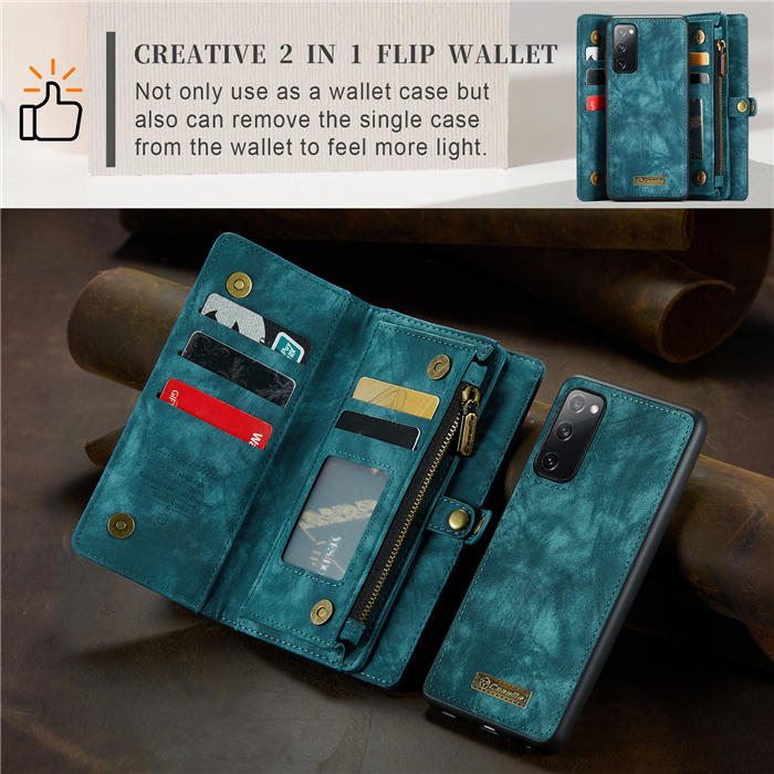 CaseMe Samsung Galaxy S20 FE Zipper Wallet Magnetic Detachable 2 in 1 Case