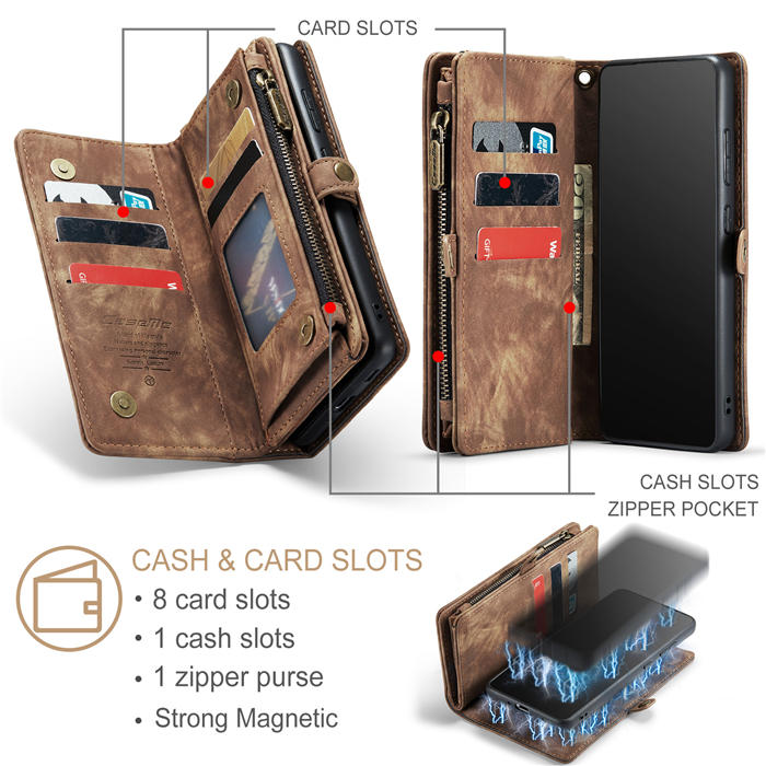 CaseMe Samsung Galaxy S20 FE Zipper Wallet Magnetic Detachable 2 in 1 Case