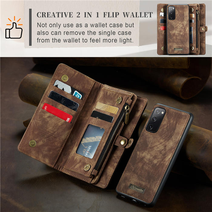 CaseMe Samsung Galaxy S20 FE Zipper Wallet Magnetic Detachable 2 in 1 Case