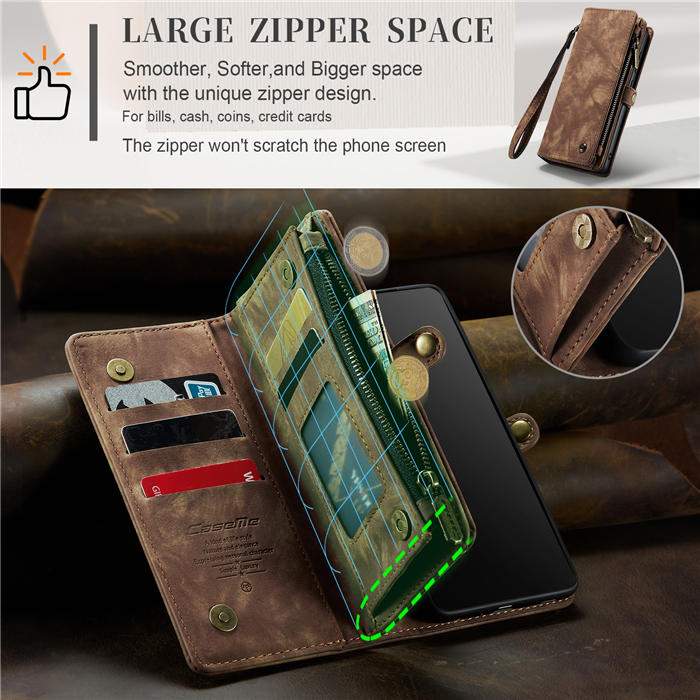 CaseMe Samsung Galaxy S20 Zipper Wallet Magnetic Detachable 2 in 1 Case