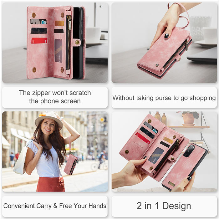 CaseMe Samsung Galaxy S20 Zipper Wallet Magnetic Detachable 2 in 1 Case