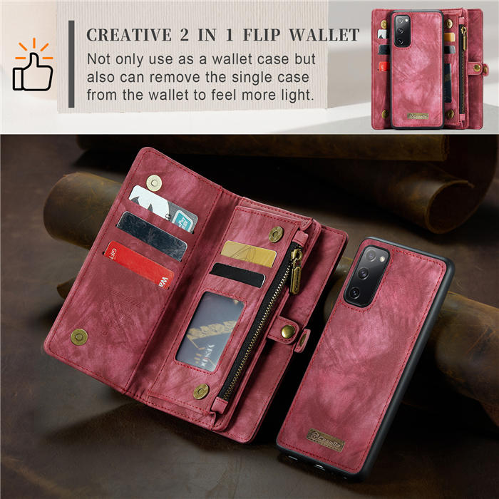 CaseMe Samsung Galaxy S20 Zipper Wallet Magnetic Detachable 2 in 1 Case