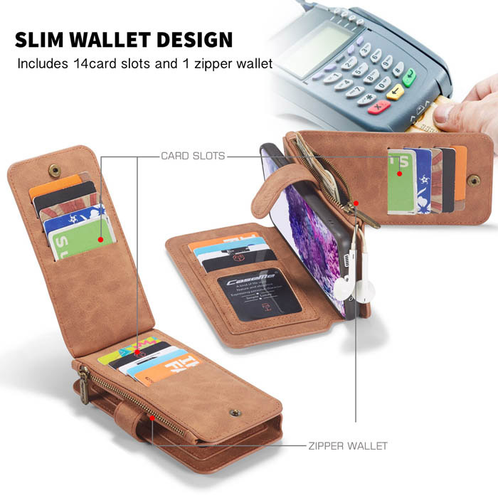 CaseMe Samsung Galaxy S20 Plus Wallet Magnetic Case Brown