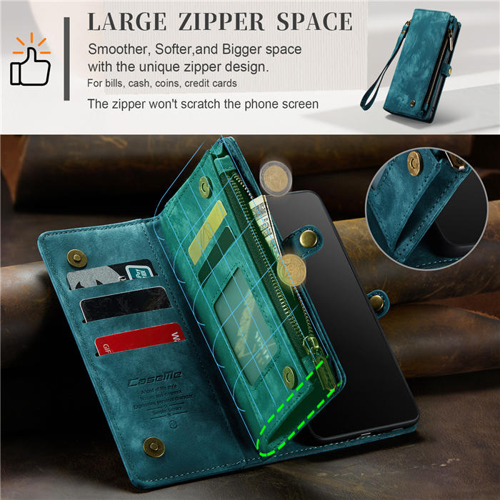 CaseMe Samsung Galaxy S20 Plus Zipper Wallet Magnetic Detachable 2 in 1 Case with Wrist Strap