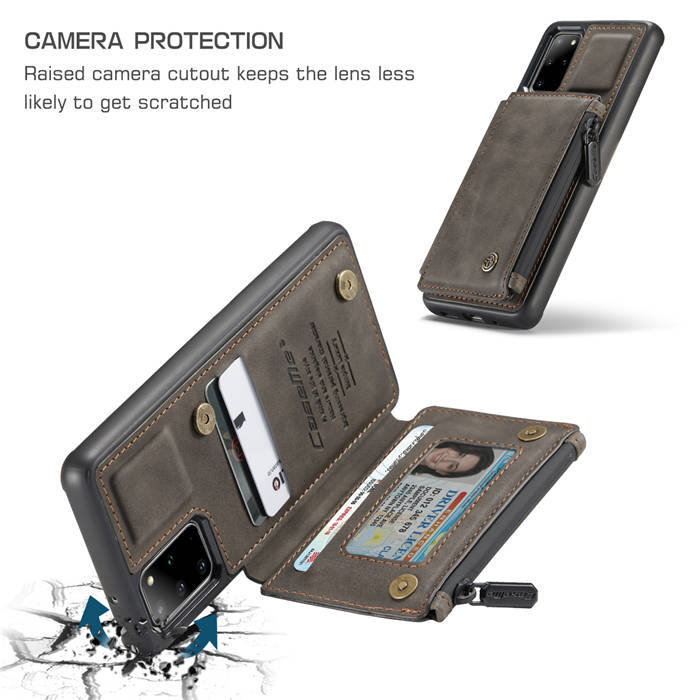 CaseMe Samsung Galaxy S20 Plus Zipper Pocket Card Slots Case Coffee