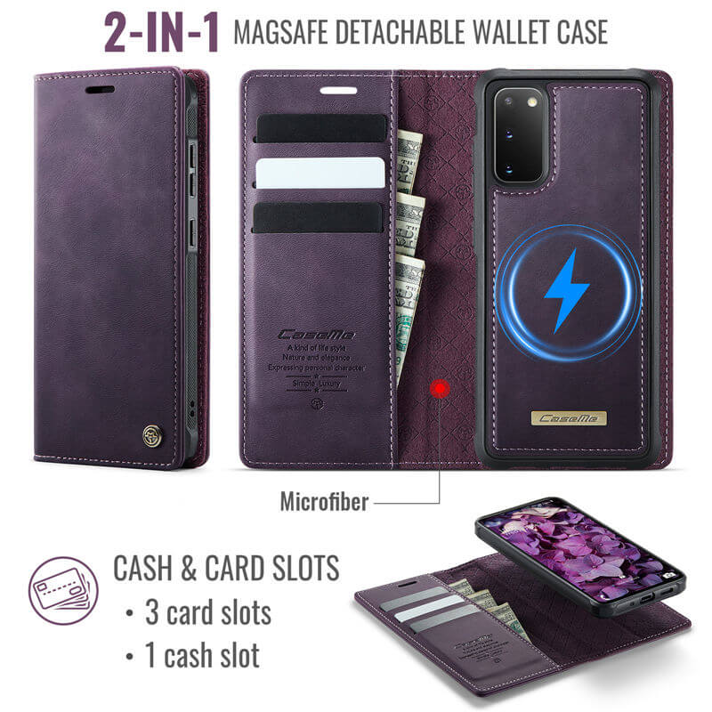 CaseMe Samsung Galaxy S20 2-in-1 Magnetic Wallet Case