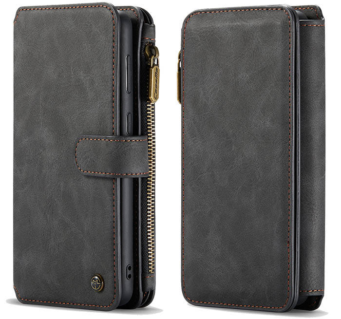 CaseMe Samsung Galaxy S21 Plus Zipper Wallet Magnetic Detachable 2 in 1 Folio Flip Case